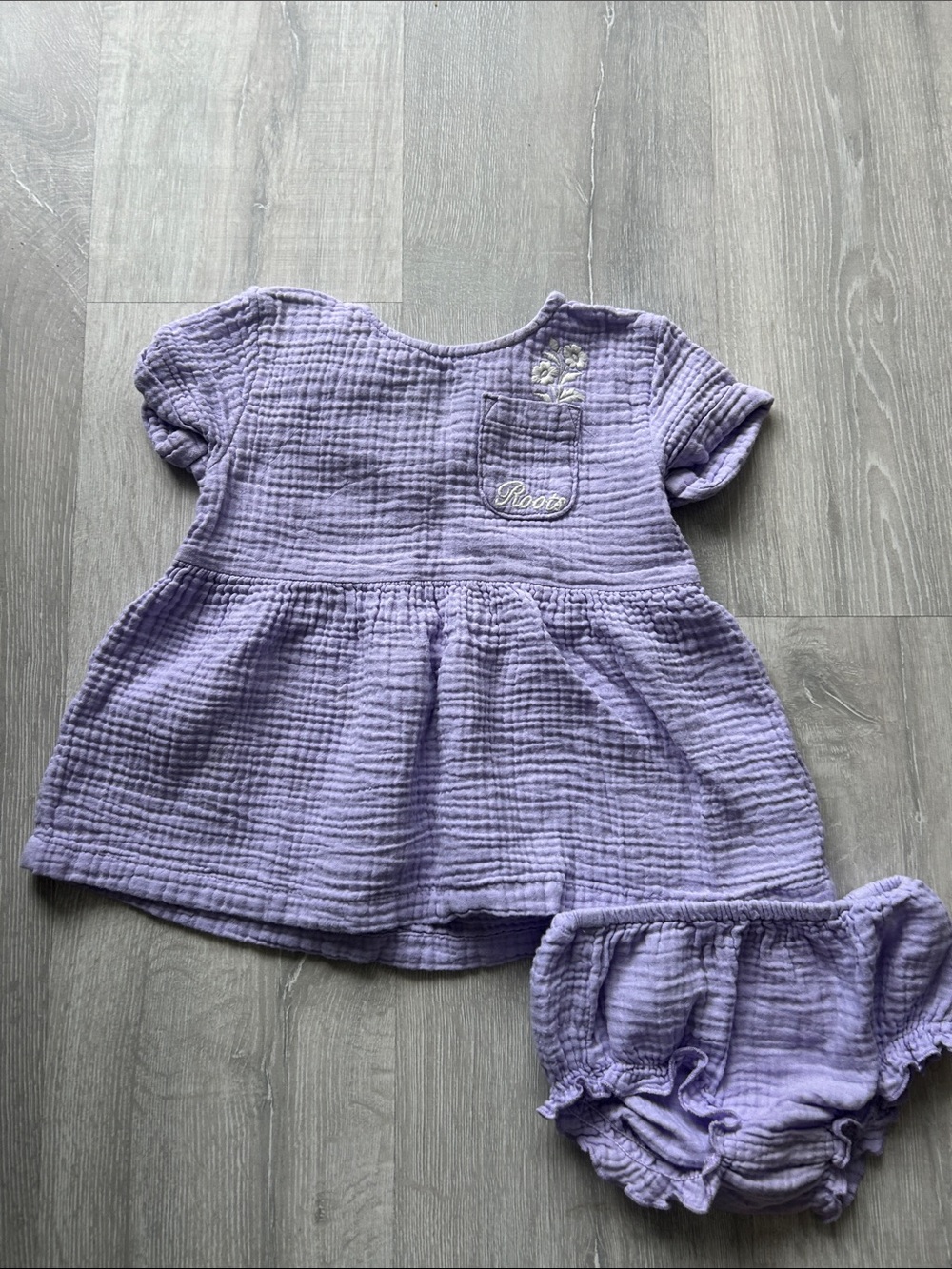 Roots Lilac Gauze Dress with Matching Bloomers